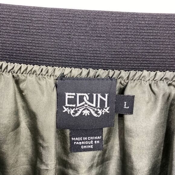 EDUN Green Silk Mini Skirt Tiered Ruffle Size Large - Picture 4 of 6